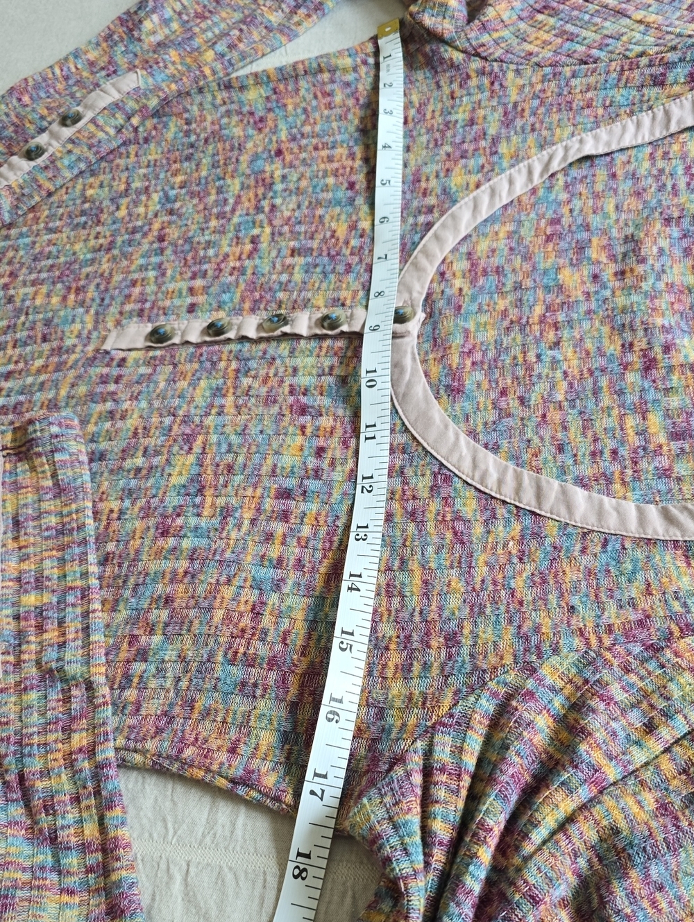 Puff-Sleeved Knit Henley Top by Anthropologie  Women's Size Small - Picture 4 of 11